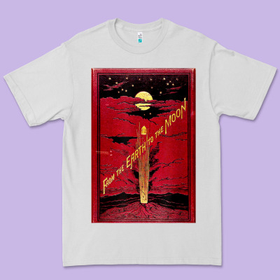 From The Earth To The Moon Jules Verne Book Cover Design Premium Tee Designed By Artchic