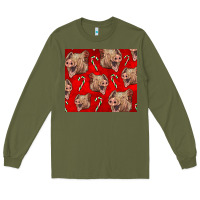 Army Green Yorkshire Pig And Candy Cane Long Sleeve Tee - LillyAllenDesigns