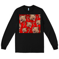 Black Yorkshire Pig And Candy Cane Long Sleeve Tee - LillyAllenDesigns