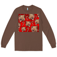 Chestnut Yorkshire Pig And Candy Cane Long Sleeve Tee - LillyAllenDesigns