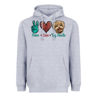 Heather Grey Peace Love Toy Poodle Heavyweight Hoodie - Jasminsmagicworld