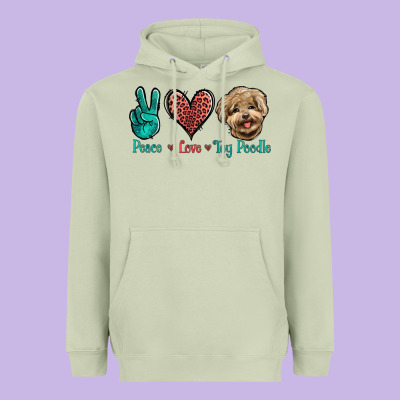 Peace Love Toy Poodle Heavyweight Hoodie Designed By Jasminsmagicworld