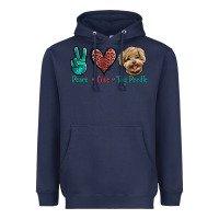 Navy Peace Love Toy Poodle Heavyweight Hoodie - Jasminsmagicworld