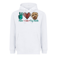 White Peace Love Toy Poodle Heavyweight Hoodie - Jasminsmagicworld