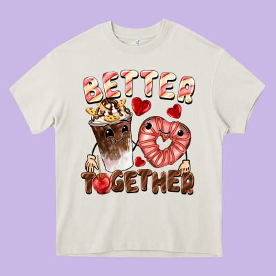 Better Together Valentine's Day Heavy Core Tee Designed By Fadigitalartstudio