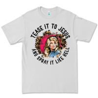 Dove Grey tease it to jesus and spray it like hell leopard western raglan baseba Premium Tee - ArtChic