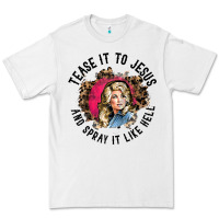White tease it to jesus and spray it like hell leopard western raglan baseba Premium Tee - ArtChic