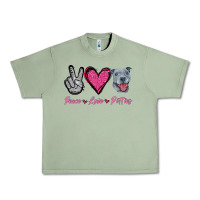 Oil Green Peace Love Pitties Urban Heavy Tee - Jasminsmagicworld