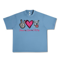 Pebble Blue Peace Love Pitties Urban Heavy Tee - Jasminsmagicworld