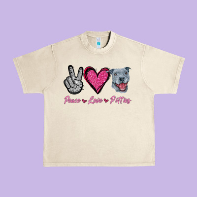 Peace Love Pitties Urban Heavy Tee Designed By Jasminsmagicworld