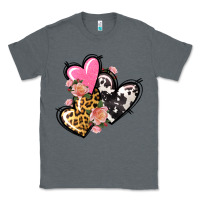 Charcoal Heather Pink glitter leopard cowhide hearts Valentine's Classic Tee - FaDigitalArtStudio