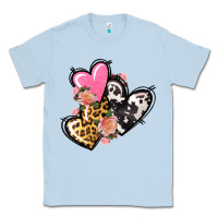 Dusty Blue Pink glitter leopard cowhide hearts Valentine's Classic Tee - FaDigitalArtStudio