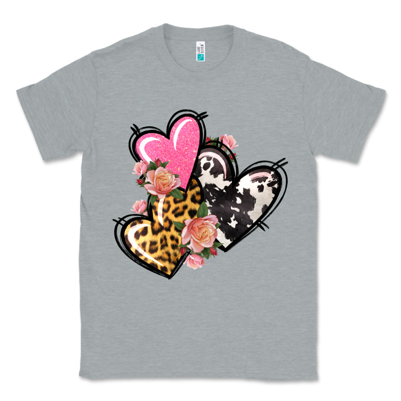 Pink Glitter Leopard Cowhide Hearts Valentine's Classic Tee by FaDigitalArtStudio | Teevron