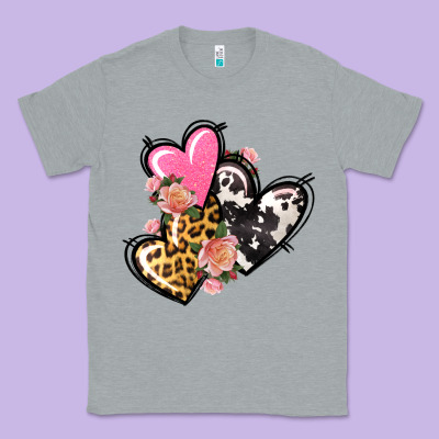 Pink Glitter Leopard Cowhide Hearts Valentine's Classic Tee Designed By Fadigitalartstudio