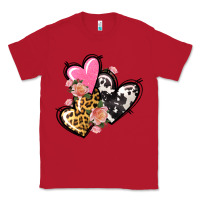 Red Pink glitter leopard cowhide hearts Valentine's Classic Tee - FaDigitalArtStudio
