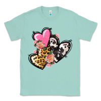 Seafoam Pink glitter leopard cowhide hearts Valentine's Classic Tee - FaDigitalArtStudio