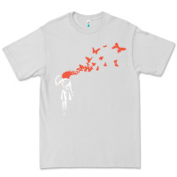 Dove Grey banksy headshot butterfly Premium Tee - ArtChic