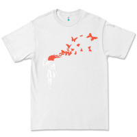 White banksy headshot butterfly Premium Tee - ArtChic