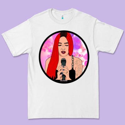 Red Hair Girl Singing Premium Tee Designed By Artchic