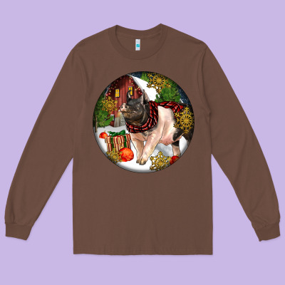 Hampshire Sow Pig Christmas Long Sleeve Tee Designed By Lillyallendesigns