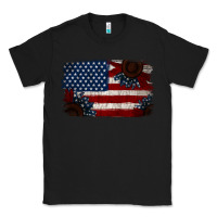 Black Distressed Sunflower American Flag Classic Tee - Jasminsmagicworld