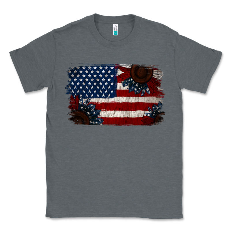 Distressed Sunflower American Flag Classic Tee by Jasminsmagicworld | Teevron