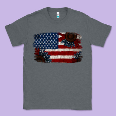 Distressed Sunflower American Flag Classic Tee Designed By Jasminsmagicworld
