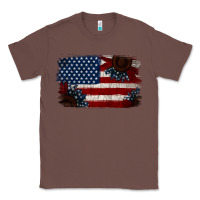 Chestnut Distressed Sunflower American Flag Classic Tee - Jasminsmagicworld