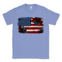 Colony Blue Distressed Sunflower American Flag Classic Tee - Jasminsmagicworld