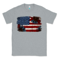Heather Grey Distressed Sunflower American Flag Classic Tee - Jasminsmagicworld