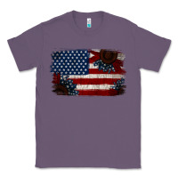 Lavender Distressed Sunflower American Flag Classic Tee - Jasminsmagicworld
