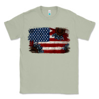 Matcha Distressed Sunflower American Flag Classic Tee - Jasminsmagicworld