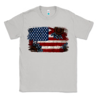 Moon Dust Distressed Sunflower American Flag Classic Tee - Jasminsmagicworld
