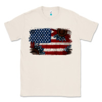 Natural Distressed Sunflower American Flag Classic Tee - Jasminsmagicworld
