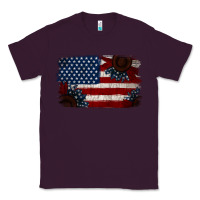 Plum Distressed Sunflower American Flag Classic Tee - Jasminsmagicworld
