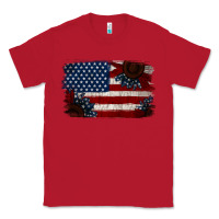 Red Distressed Sunflower American Flag Classic Tee - Jasminsmagicworld