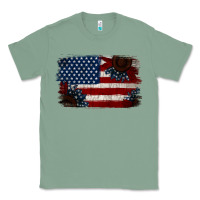 Sage Distressed Sunflower American Flag Classic Tee - Jasminsmagicworld
