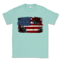 Seafoam Distressed Sunflower American Flag Classic Tee - Jasminsmagicworld
