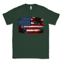 Sports Green Distressed Sunflower American Flag Classic Tee - Jasminsmagicworld