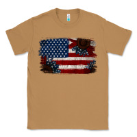 Toasted Coconut Distressed Sunflower American Flag Classic Tee - Jasminsmagicworld