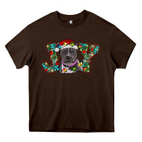 Chocolate Brown christmas joy pitbull Heavy Core Tee - RanaPortraitStore