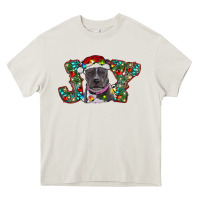 Cream christmas joy pitbull Heavy Core Tee - RanaPortraitStore