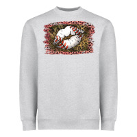 Heather Grey Baseball Lips Heavyweight Sweatshirt - Jasminsmagicworld