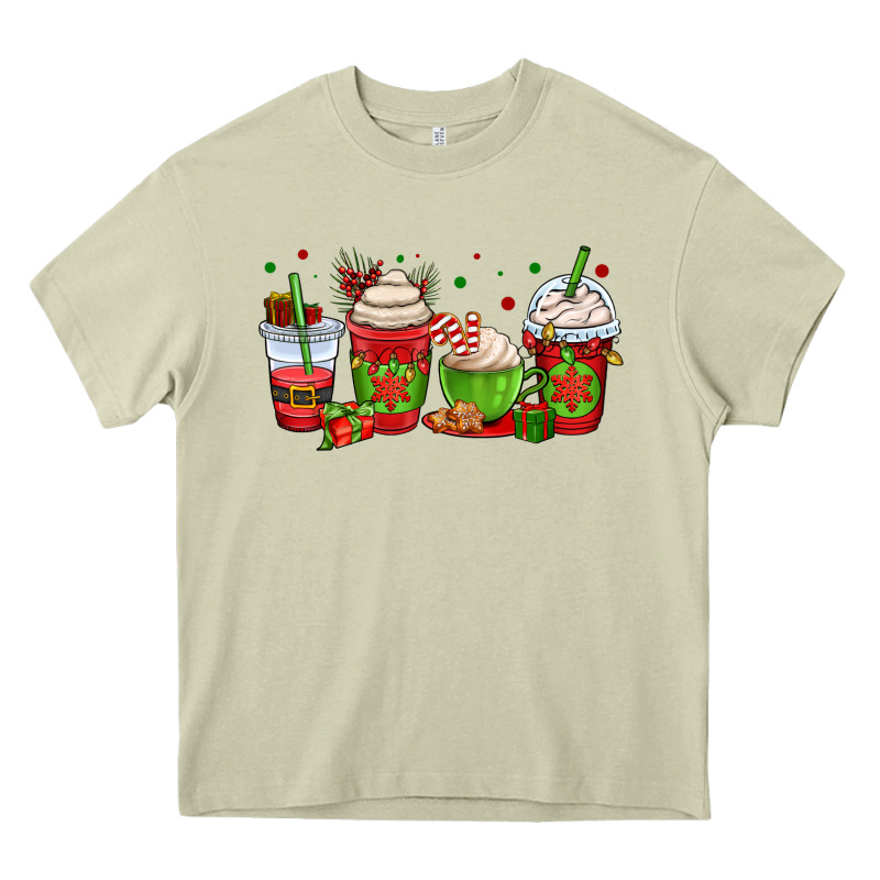 Christmas Coffee Cups Heavy Core Tee by OliviaCreatesArt | Teevron