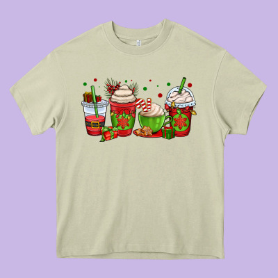 Christmas Coffee Cups Heavy Core Tee Designed By Oliviacreatesart