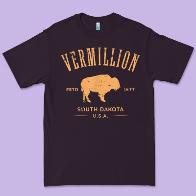 Vermillion South Dakota Bison Distressed Design T Shirt Premium Tee Designed By Studioelite