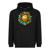 Black Softball Sunflower Heavyweight Hoodie - Jasminsmagicworld