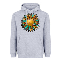 Heather Grey Softball Sunflower Heavyweight Hoodie - Jasminsmagicworld