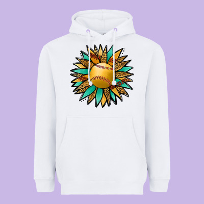 Softball Sunflower Heavyweight Hoodie Designed By Jasminsmagicworld
