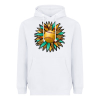 White Softball Sunflower Heavyweight Hoodie - Jasminsmagicworld